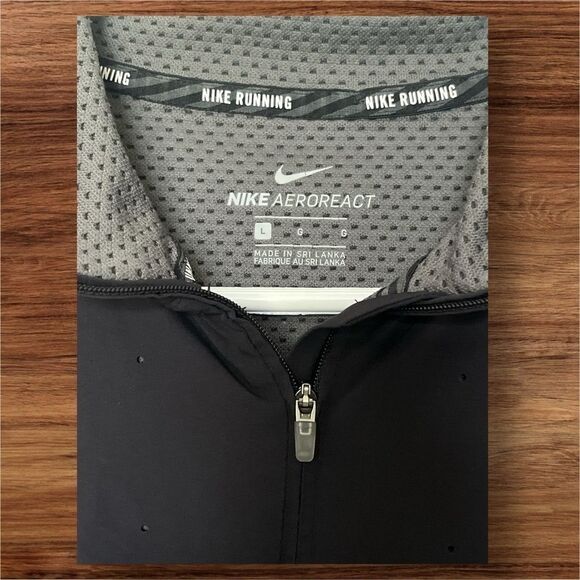 NIKE AEROREACT 1/4 ZIP PULLOVER RUNNING JACKET BLACK/GREEN WOMEN'S SZ LG - Picture 3 of 5